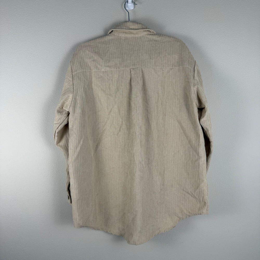 Davi & Dani Beige Corduroy Lace Trim Button Front Shirt Jacket Womens XS NEW - Picture 2 of 9